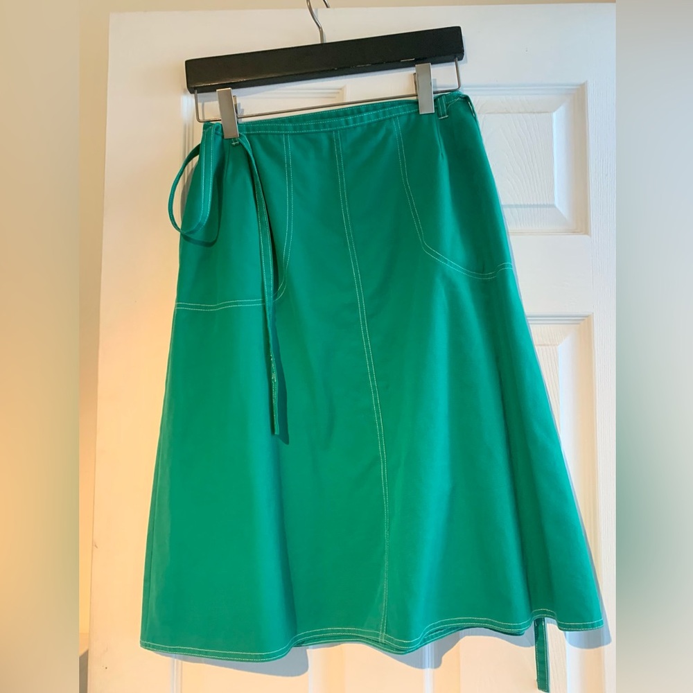 Vintage 70s Kelly Green Full Wrap Skirt